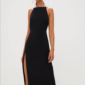 PrettyLittleThing Black, Open Back, Maxi Dress